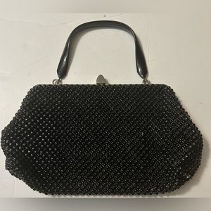 Black beaded vintage purse